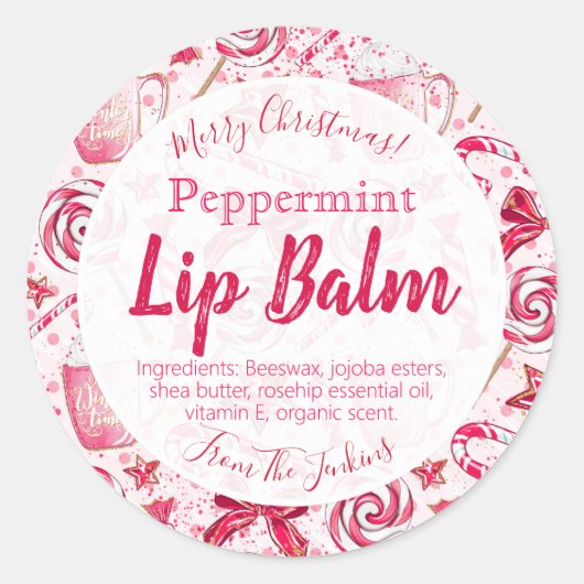 Fun Peppermint Snoep kerstlip Balm Label (Voorkant)