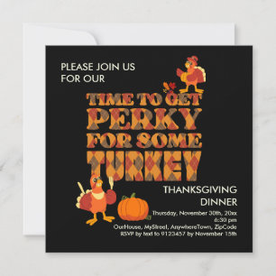 Fun PERKY VOOR TURKIJE Thanksgiving Diner Zwart Kaart