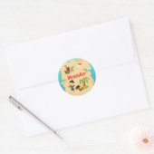 Fun Personalized Boy Pirate Treasure Map Ronde Sticker (Envelop)