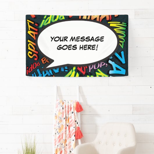 Fun Personalized Comic Book Speech Bubble Spandoek (Insitu)