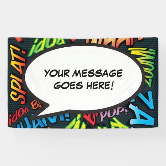 Fun Personalized Comic Book Speech Bubble Spandoek (Horizontaal)