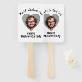 Fun Personalized Face on Stick Bachelorette Party Handwaaier (Voorkant en achterkant)