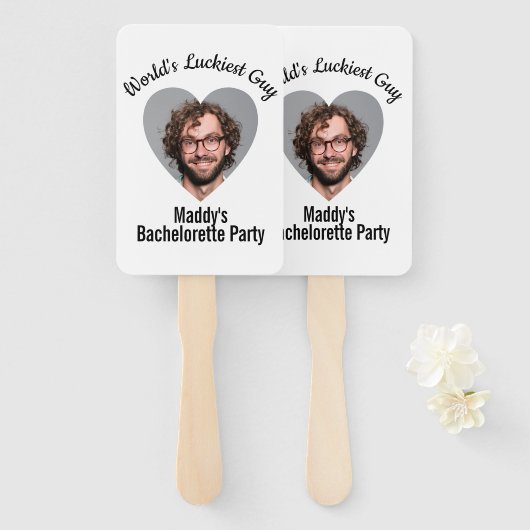 Fun Personalized Face on Stick Bachelorette Party Handwaaier (Voorkant en achterkant)