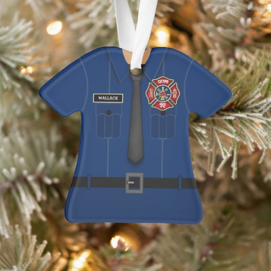 Fun Personalized Firefighter Uniform Ornament (Boom)