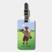 Fun Personalized Golfer op golfbaan Bagagelabel (Voorkant verticaal)