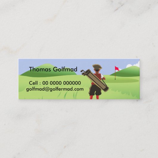 Fun Personalized Golfer op golfbaan Mini Visitekaartje (Voorkant)