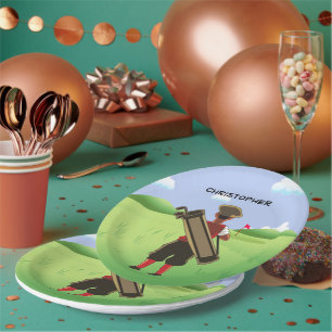 Fun Personalized Golfer op golfbaan Papieren Bordje