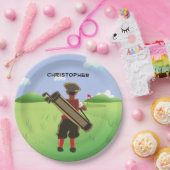 Fun Personalized Golfer op golfbaan Papieren Bordje (Feest)