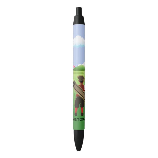 Fun Personalized Golfer op golfbaan Zwarte Inkt Pen (Voorkant Verticaal)