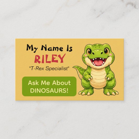 Fun Personalized Kids Dinosaur Theme  Contactkaartje (Voorkant)