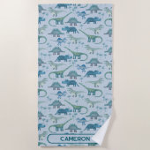 Fun Personalized Name Dinosaur Pattern Strandlaken (Voorkant)