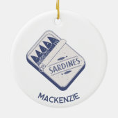 Fun Personalized Name Sardine Tin Keramisch Ornament (Achterkant)