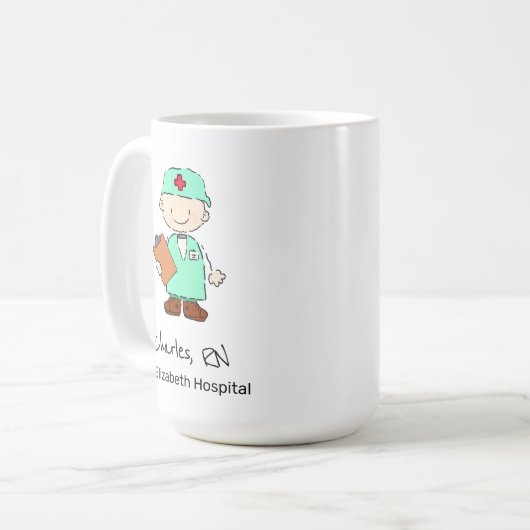 Fun Personalized Nurse Doctor Illustration Cartoon Koffiemok (Voorkant links)