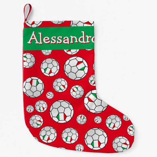 Fun Personalized Random Pattern Italië Voetbal Kleine Kerstsok (Voorkant)