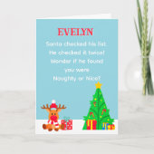 Fun Personalized Santa List Christmas Card Kaart (Voorkant)