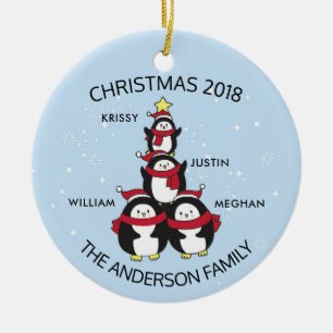 Fun - persoonlijke familie met kerstmis van 4 ping keramisch ornament