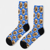 Fun Pet Photo Paw Printert Custom Blue Pattern Dog Sokken (Links)