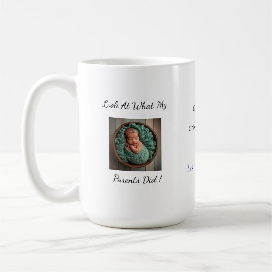 Fun Photo Birth Announcement Personalized Mug (Gauche)