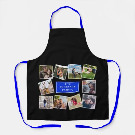 Fun Photo Collage Black en Blue Apron Schort (Voorkant)