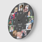Fun Photo Collage Family Gray Grote Klok (Hoek)