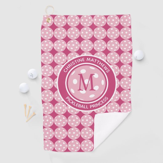 Fun Pickleball Princess Pink Girly Grappig Modern Golfhanddoek (Insitu)