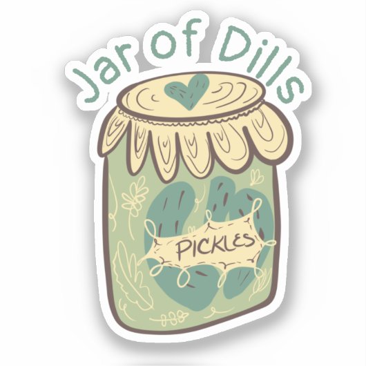 Fun Pickles in Jar Dill Food Lover Sticker (Voorkant)