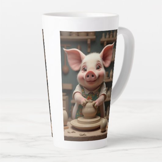 Fun Piggy poterie artiste latte mug (Angle droit)