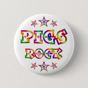 Fun Pigs Rock Ronde Button 5,7 Cm