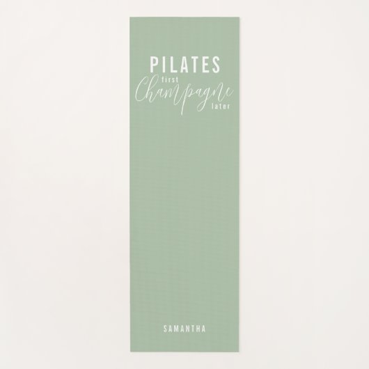 Fun Pilates First Champagne Later Green Workout Yogamat (Voorkant)