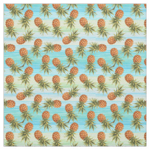 Fun PineappelfruitpatroonWaterverf Art Stripes Stof