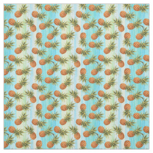 Fun PineappelfruitpatroonWaterverf Art Stripes Stof