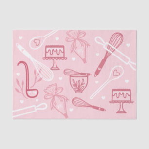 Fun Pink Baking & Cooking Utensiepatroon Tissuepapier