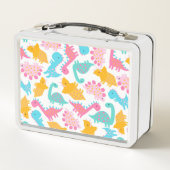 Fun Pink & Blauwgroen Dinosaur Patroon (Achterkant)