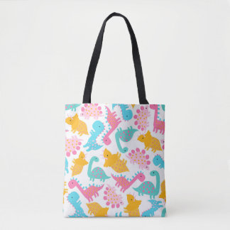 Fun Pink & Blauwgroen Dinosaur Patroon Draagtas