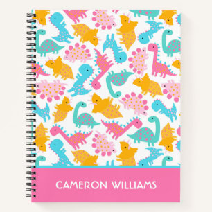 Fun Pink & Blauwgroen Dinosaur Patroon Notitieboek