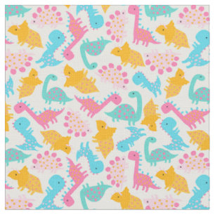 Fun Pink & Blauwgroen Dinosaur Patroon Stof