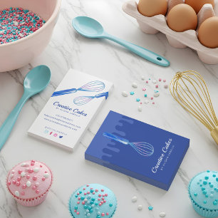 Fun Pink Blue Marble Bakery Whisk Blue Visitekaartje
