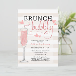 Fun Pink Brunch en Bubble Vrijgezellenfeest Invita Kaart