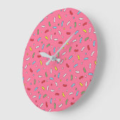 Fun Pink Candy Sprinkles Pattern Grote Klok (Hoek)