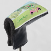 Fun Pink Cart Course Clubs Monogram Golfheadcover (3/4 voorkant)