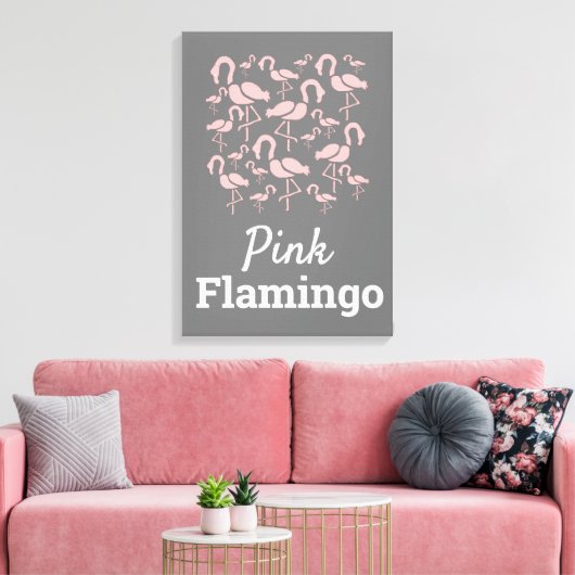 Fun Pink Flamingo bird art Canvas Afdruk (Insitu (Woonkamer))