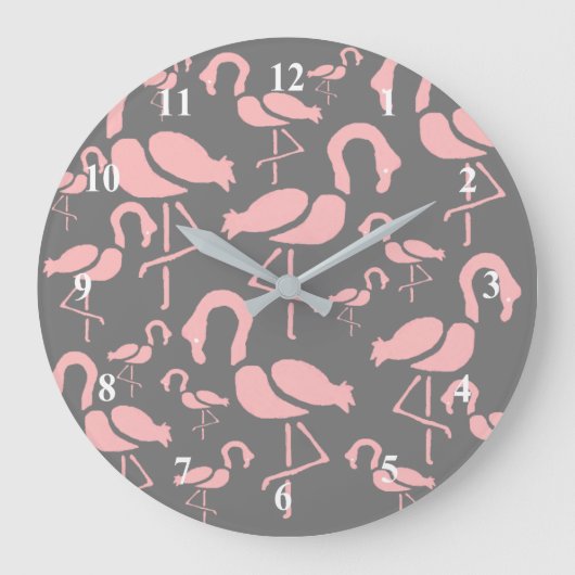 Fun Pink Flamingo bird art Grote Klok (Voorkant)