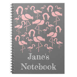 Fun Pink Flamingo bird art Notitieboek