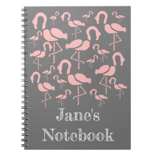Fun Pink Flamingo bird art Notitieboek