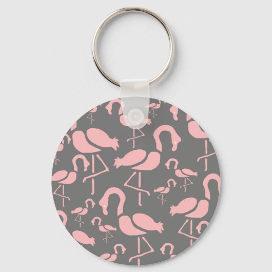 Fun Pink Flamingo bird art Sleutelhanger (Voorkant)