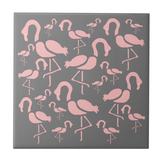 Fun Pink Flamingo bird art Tegeltje (Voorkant)