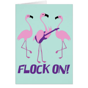 Fun Pink Flamingo Card - Rock Music Pplay