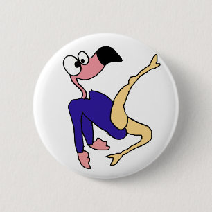 Fun Pink Flamingo Gymnast die Floor Exercises doet Ronde Button 5,7 Cm