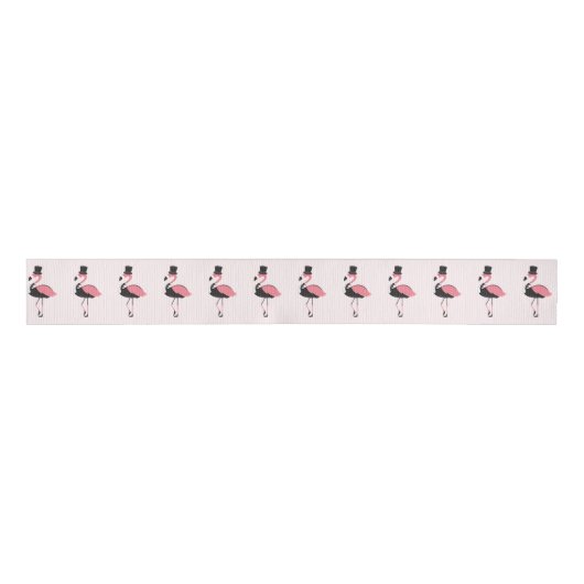 Fun Pink Flamingo Tuxedo Grosgrain Lint (Voorkant)