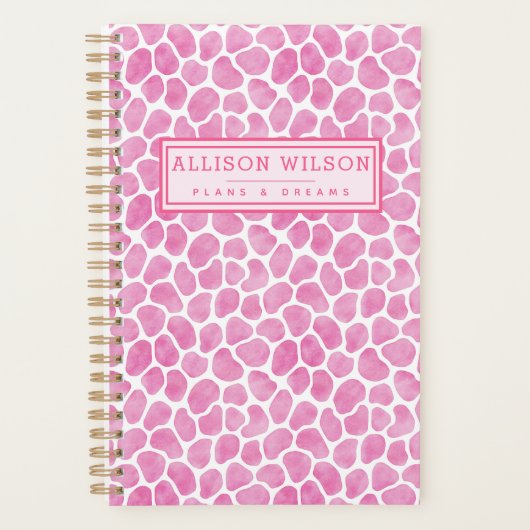 Fun Pink Giraffe Print Planner (Voorkant)